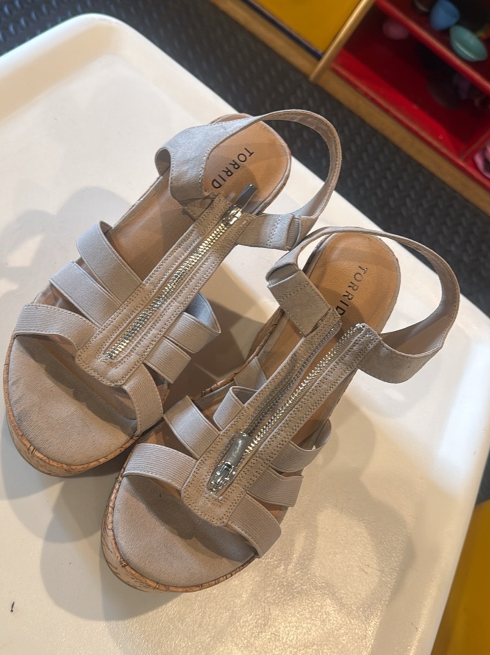 torrid Neutral Taupe Zip-Front Wedge Sandals
